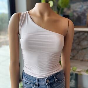 Est. PAC 1980 PacSun One Shoulder Ruched Fitted Top - Light Pale Pink - Size XS